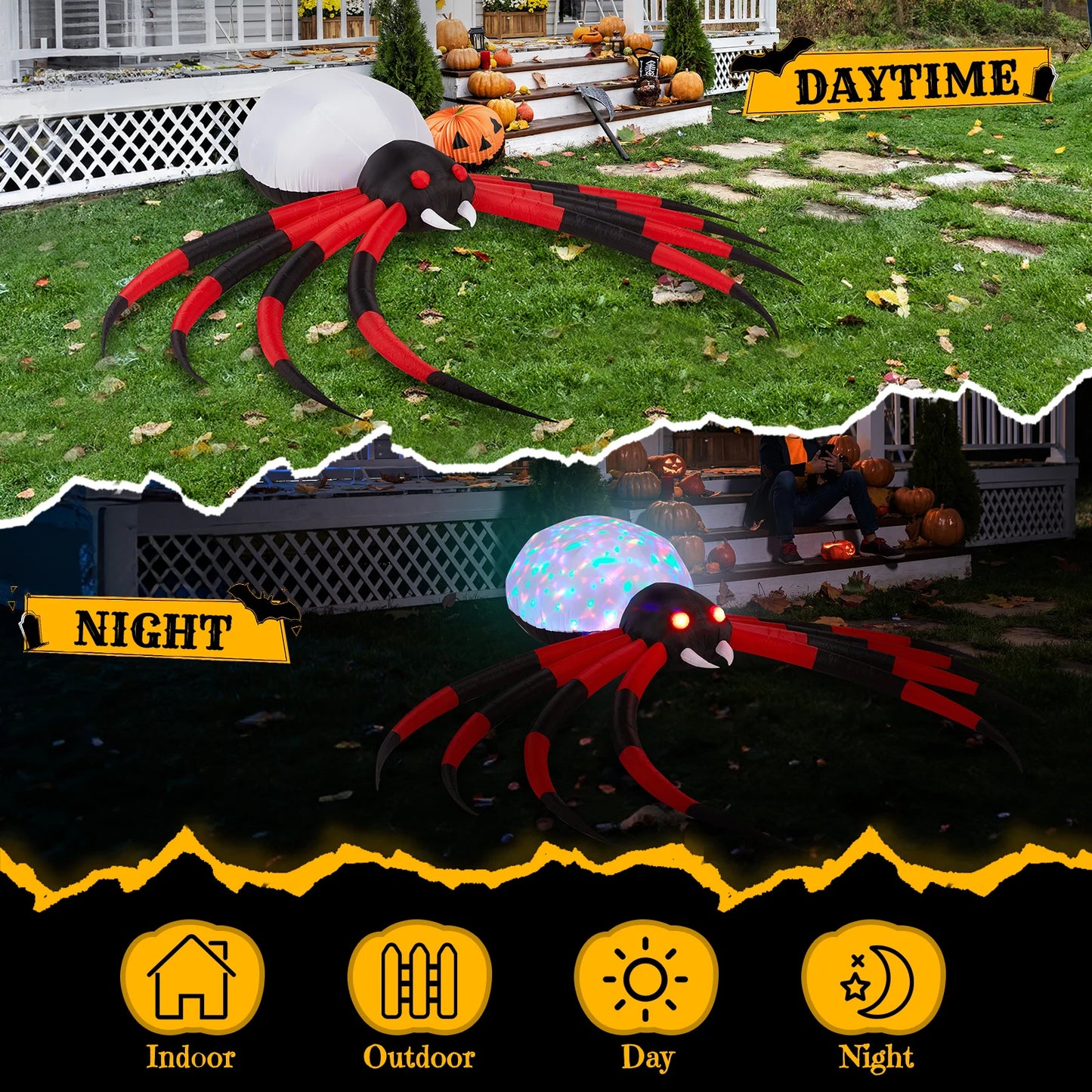 11.8ft Big Spider Inflatable Rotating Lamp Plate With LEDs