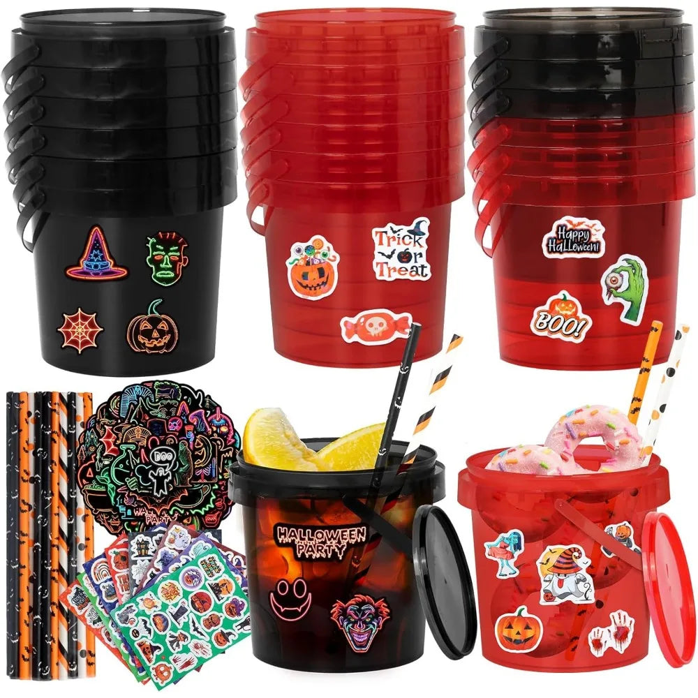 Halloween Candy Buckets 32oz Trick Or Treat Baskets Lid