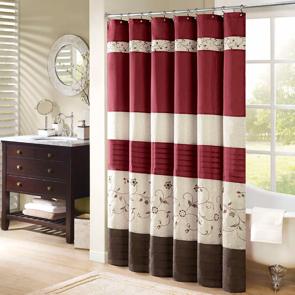 Floral Fabric Shower Curtain 72x72 Fine Pleated Details