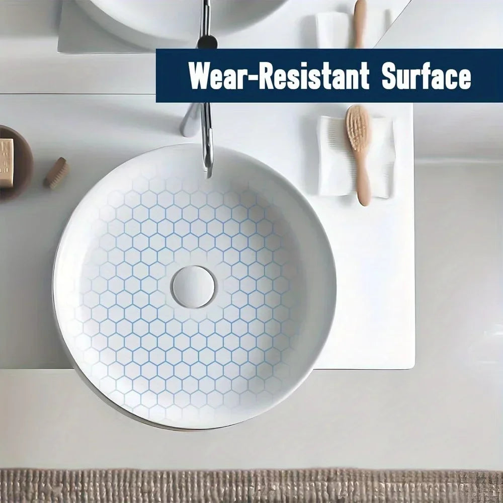 14 Inch White Ceramic Round Countertop Sink Without Faucet