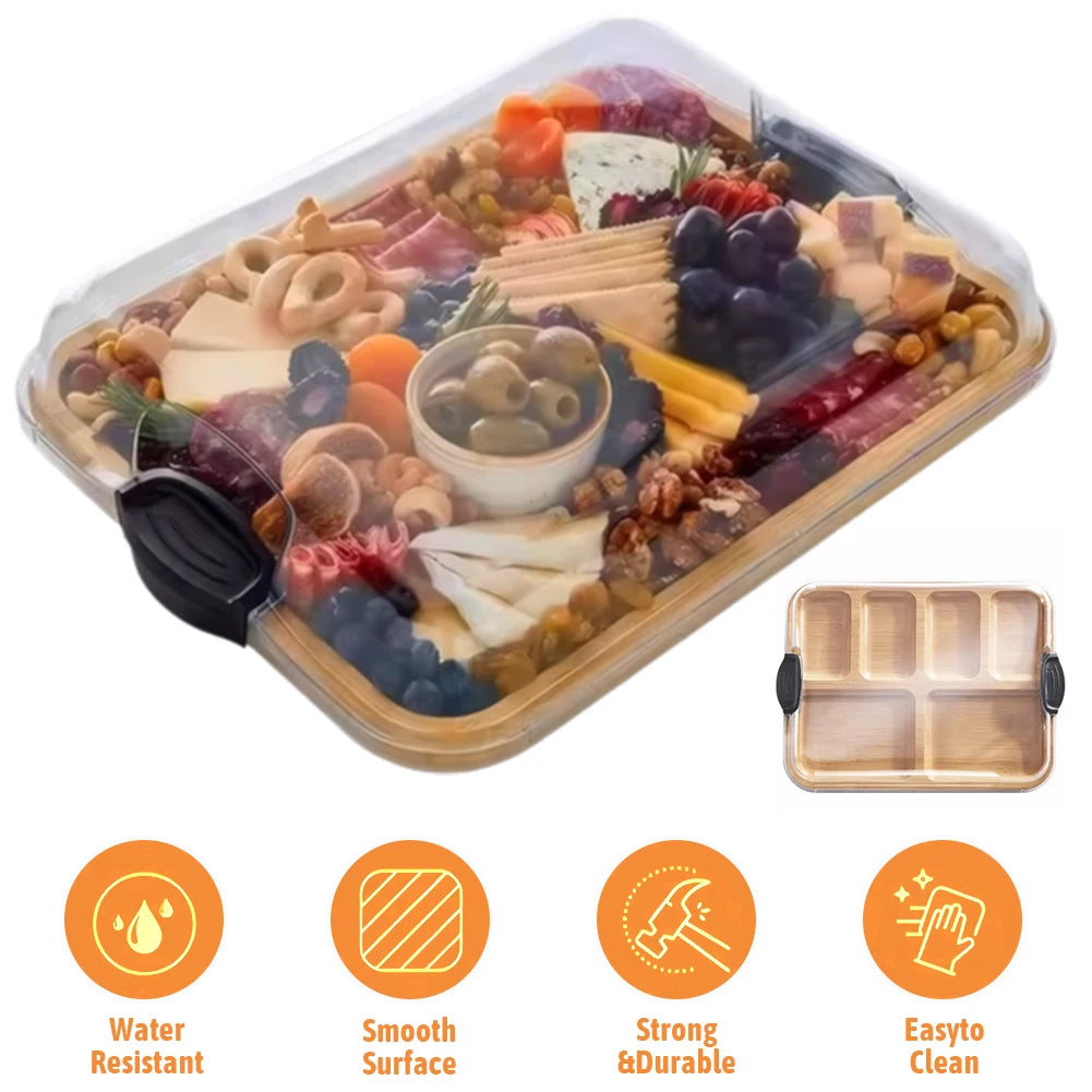 Reusable Bamboo Cheese Board With Lid Charcuterie Tray