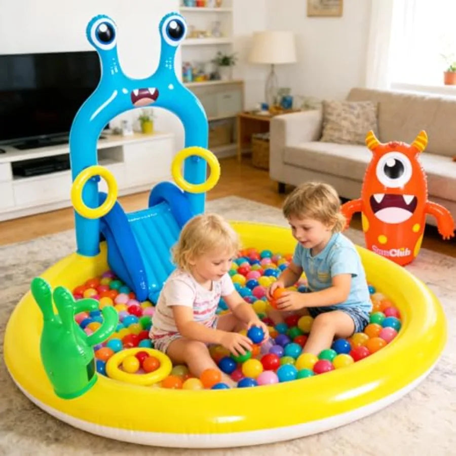 Inflatable Splash Pad Monster Spray Pool Set With Slide Sprinkler Toss Rings