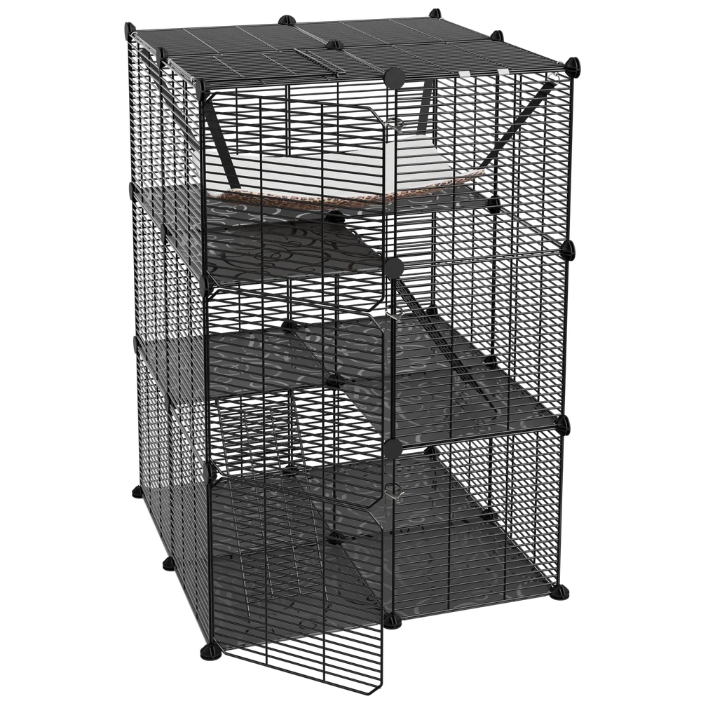 3 Tier Metal Wire Cat Cage With Hammock For 1 To 2 Cats