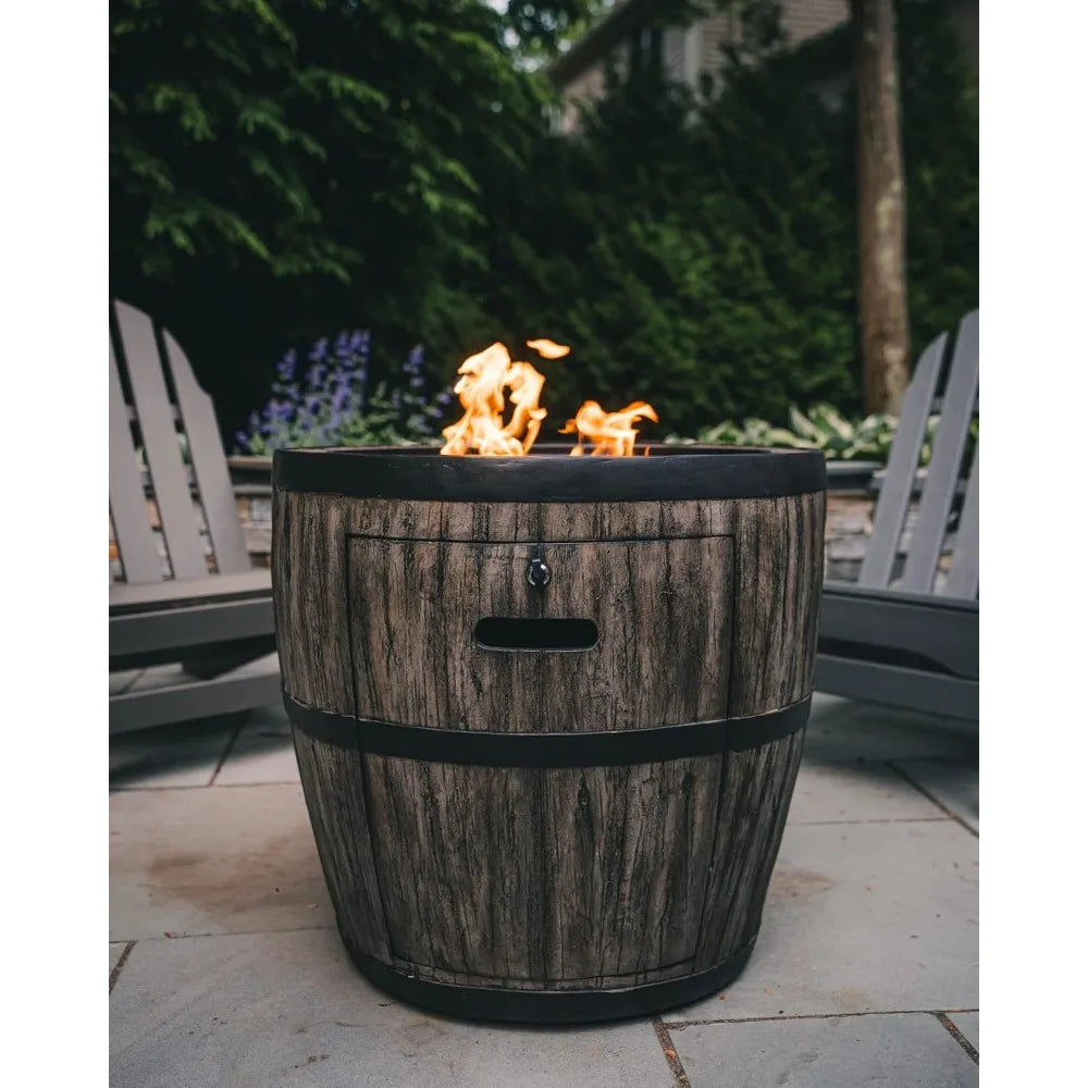 Outdoor 27 Inch Wine Barrel Gas Fire Pit With Glass FP0121P