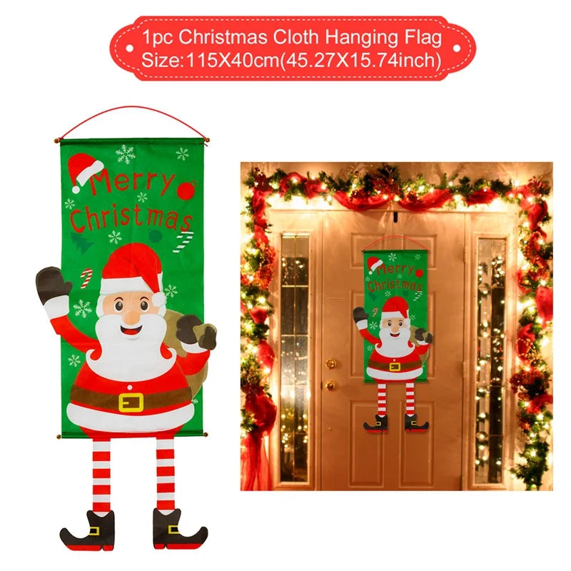 2025 Christmas Hanging Flag Banner For Door Decorations