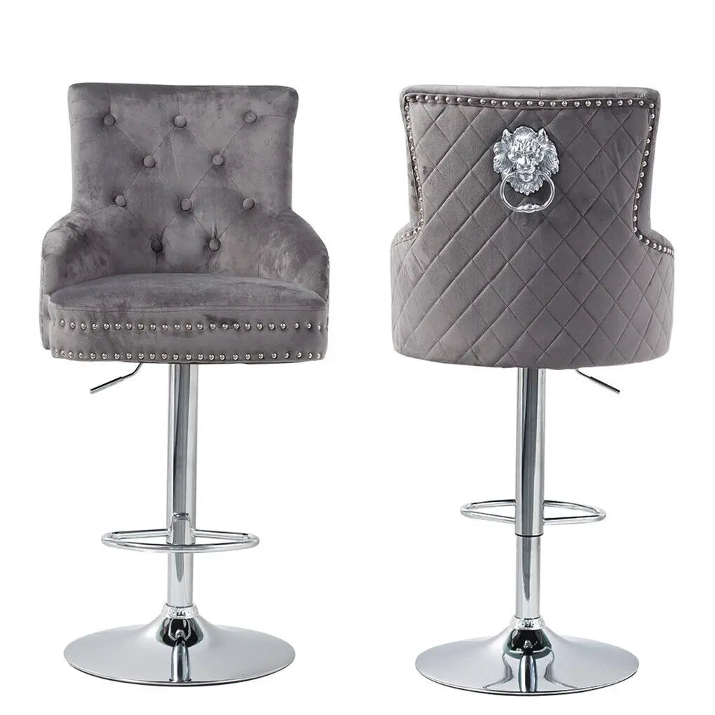LUVODI Luxury Velvet Bar Stool With 360 Swivel Gas Lift