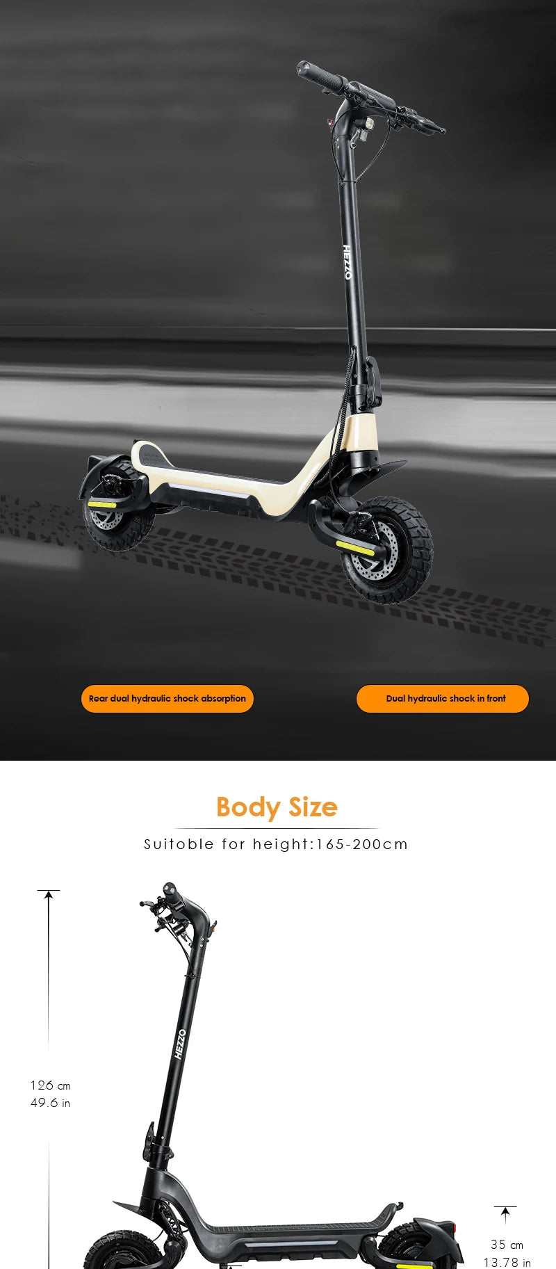 HEZZO F5 Motor Electric Scooter 48V Folding 10In Off Road