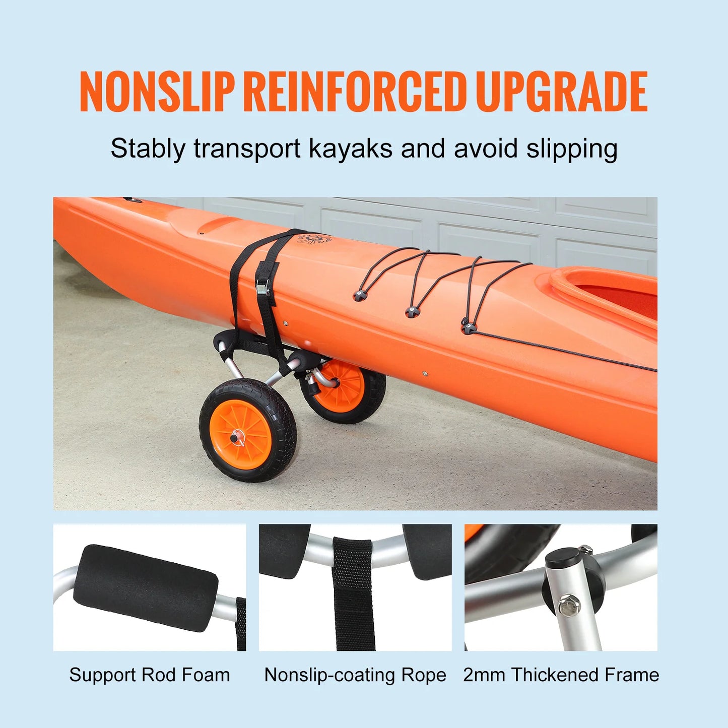 SucceBuy Kayak Cart 250 Lbs Foldable Trolley 10 Inch Tires