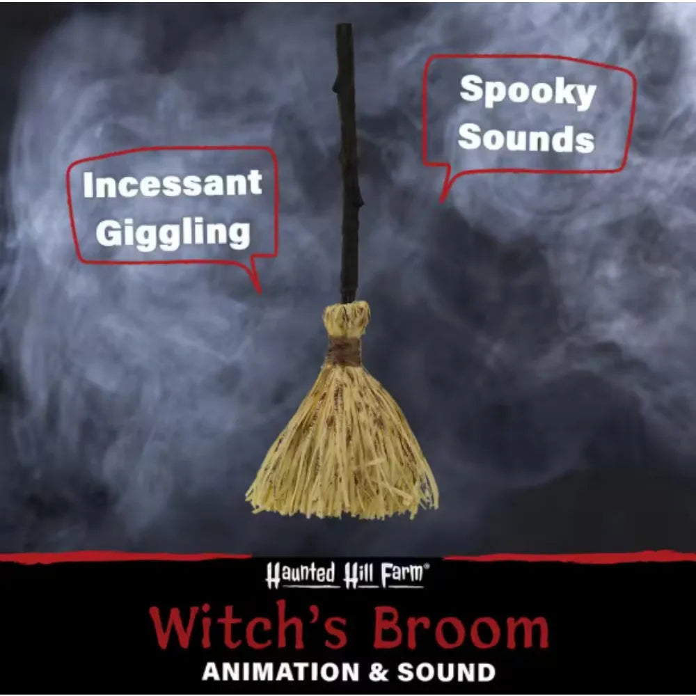 Animated Witch Broomstick With Sound And Movement Toy