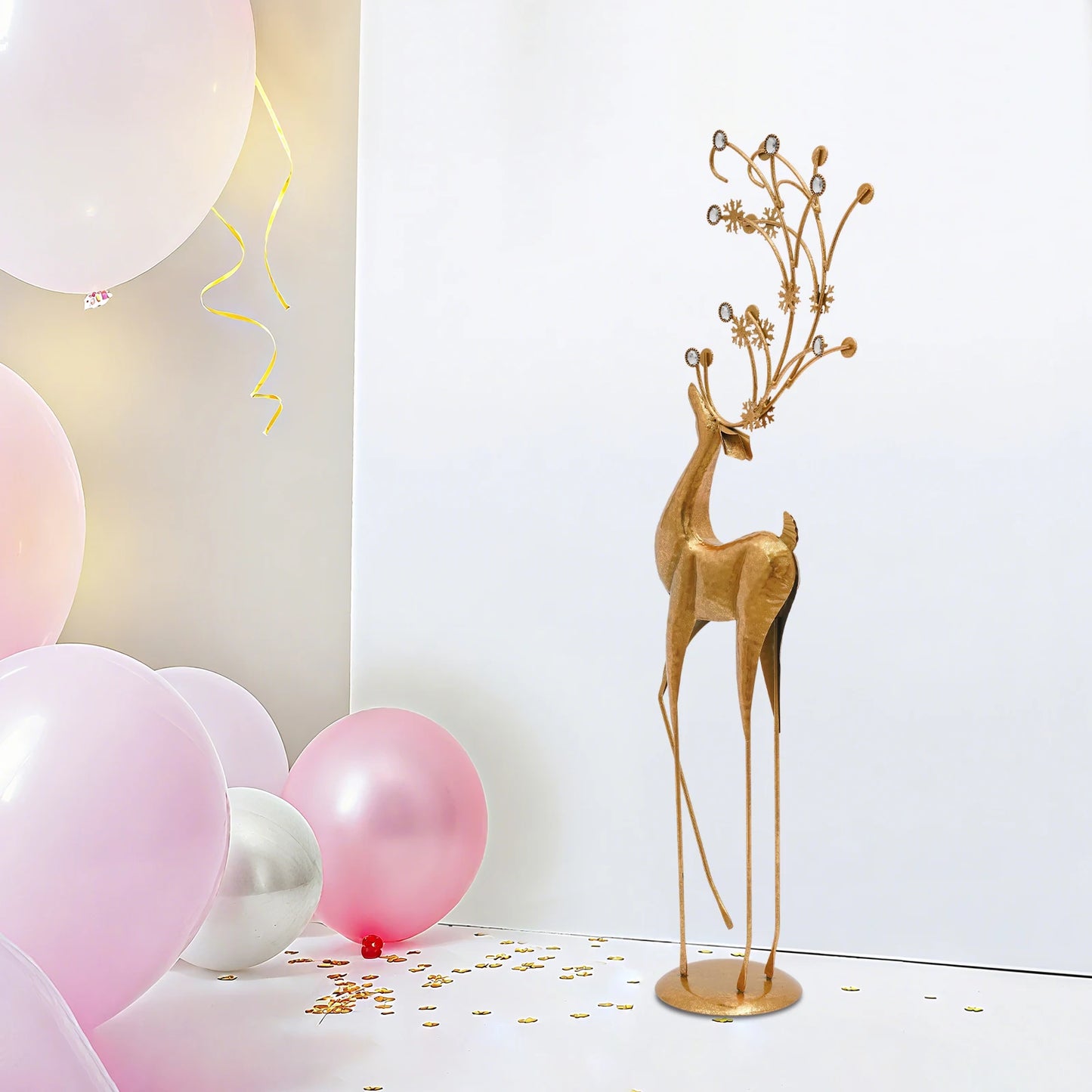 House Studio Gold Reindeer Statue Christmas Decor Indoor