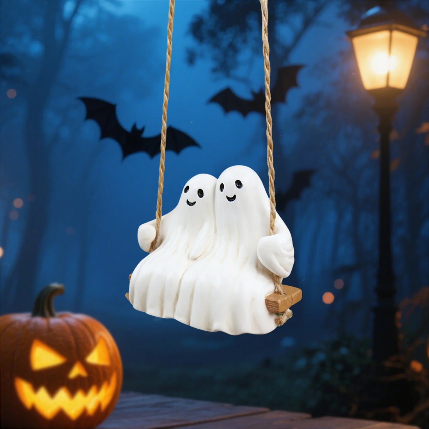 Spooky Halloween Skeleton Duo Figurine Hanging Yard Decor