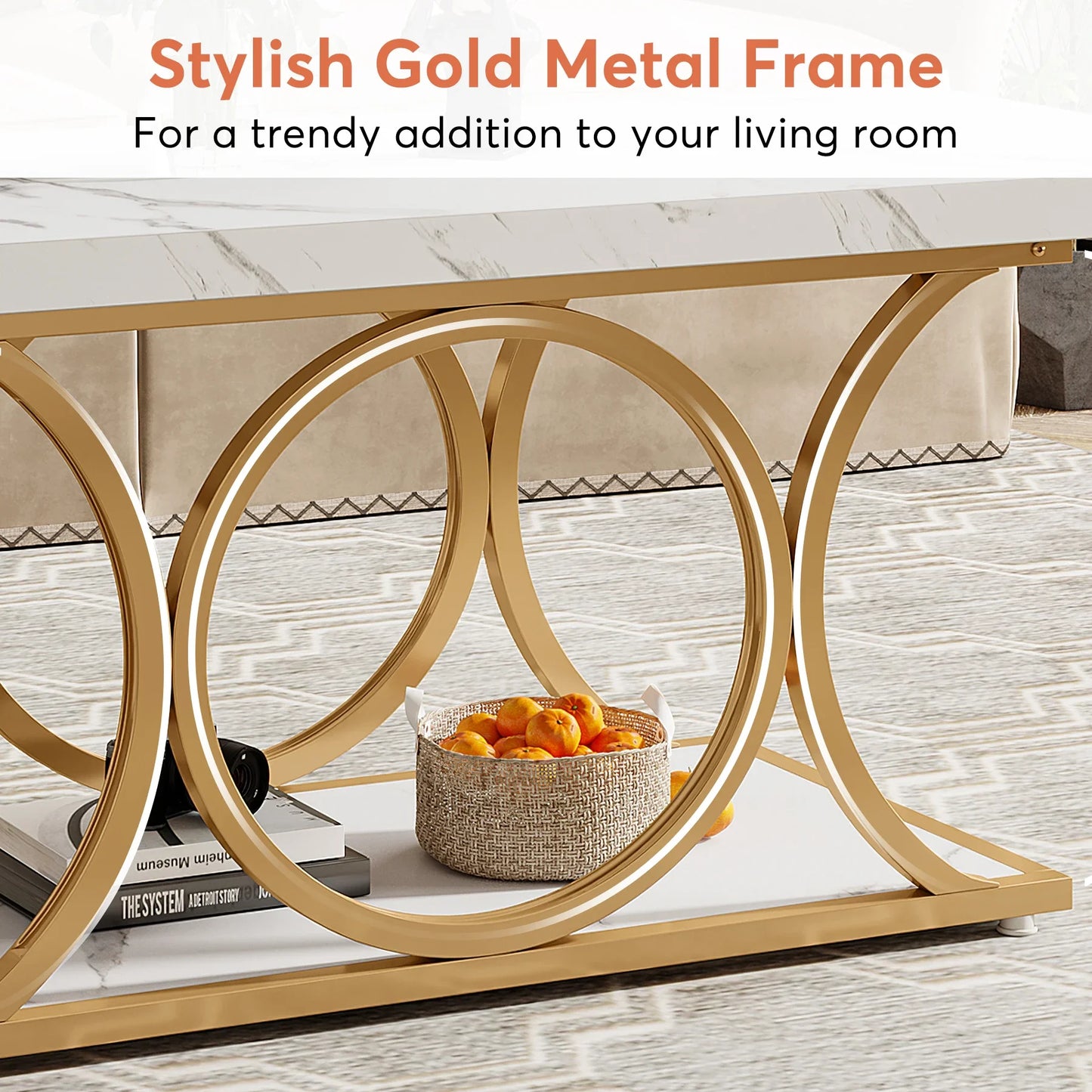 Tribesigns Rectangle Coffee Table 47.24 Inch Modern