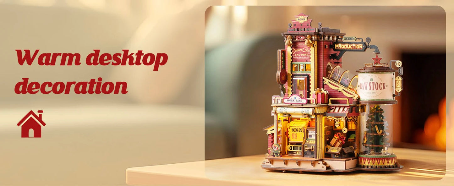 Robotime Rokr Christmas Dream Wooden Music Box 3D Puzzle Kit For Kids Adults