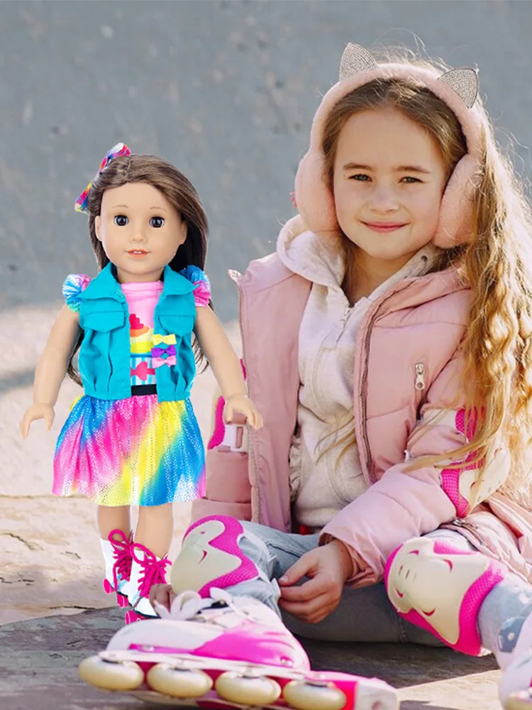 Vest Jacket And Short Skirt Doll Outfit For 18 Inch Dolls