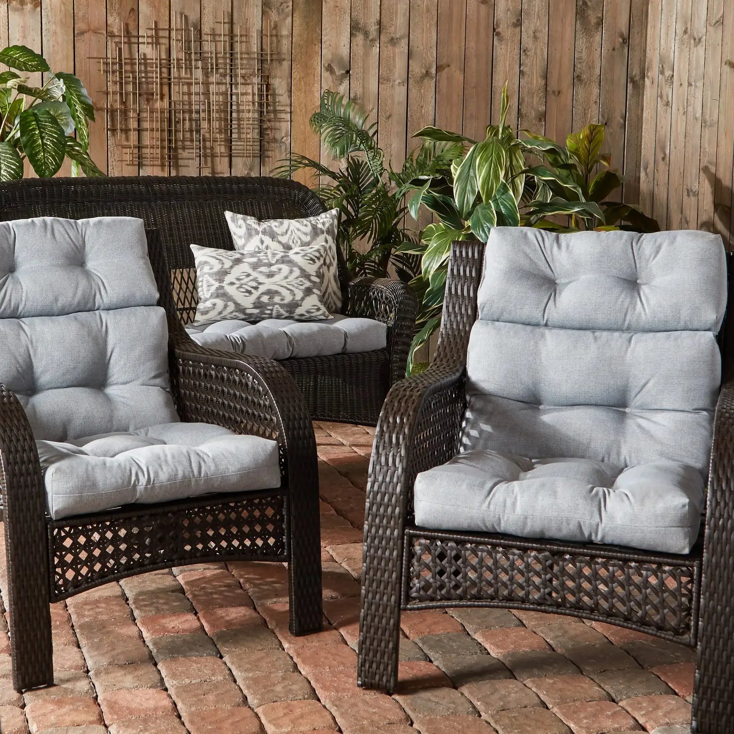 Heather Gray 44 x 22 Inch Outdoor High Back Chair Cushion