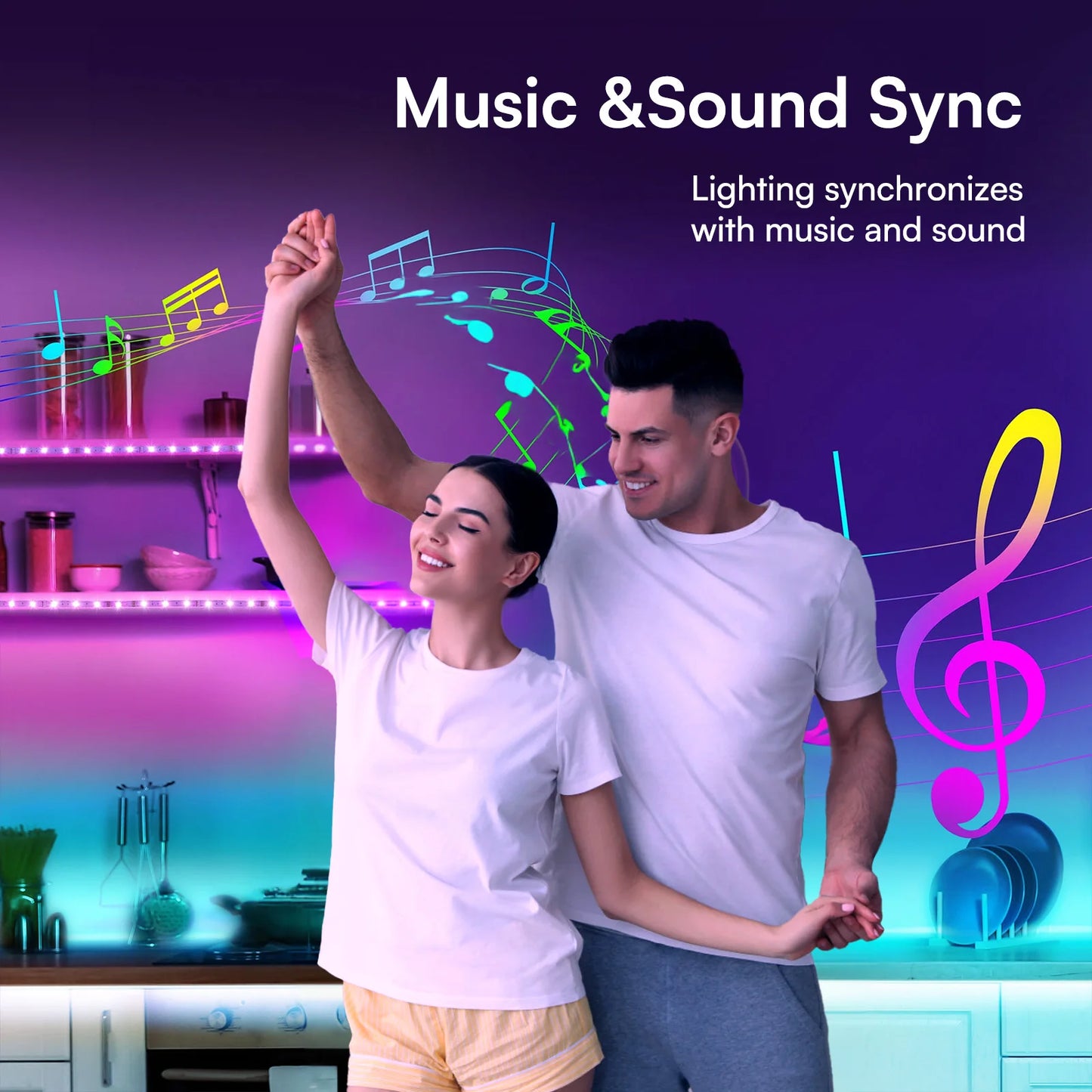 25ft 50ft 100ft 130ft Smart LED Light Strip Color Changing RGB with Built in Microphone for Music Rhythm