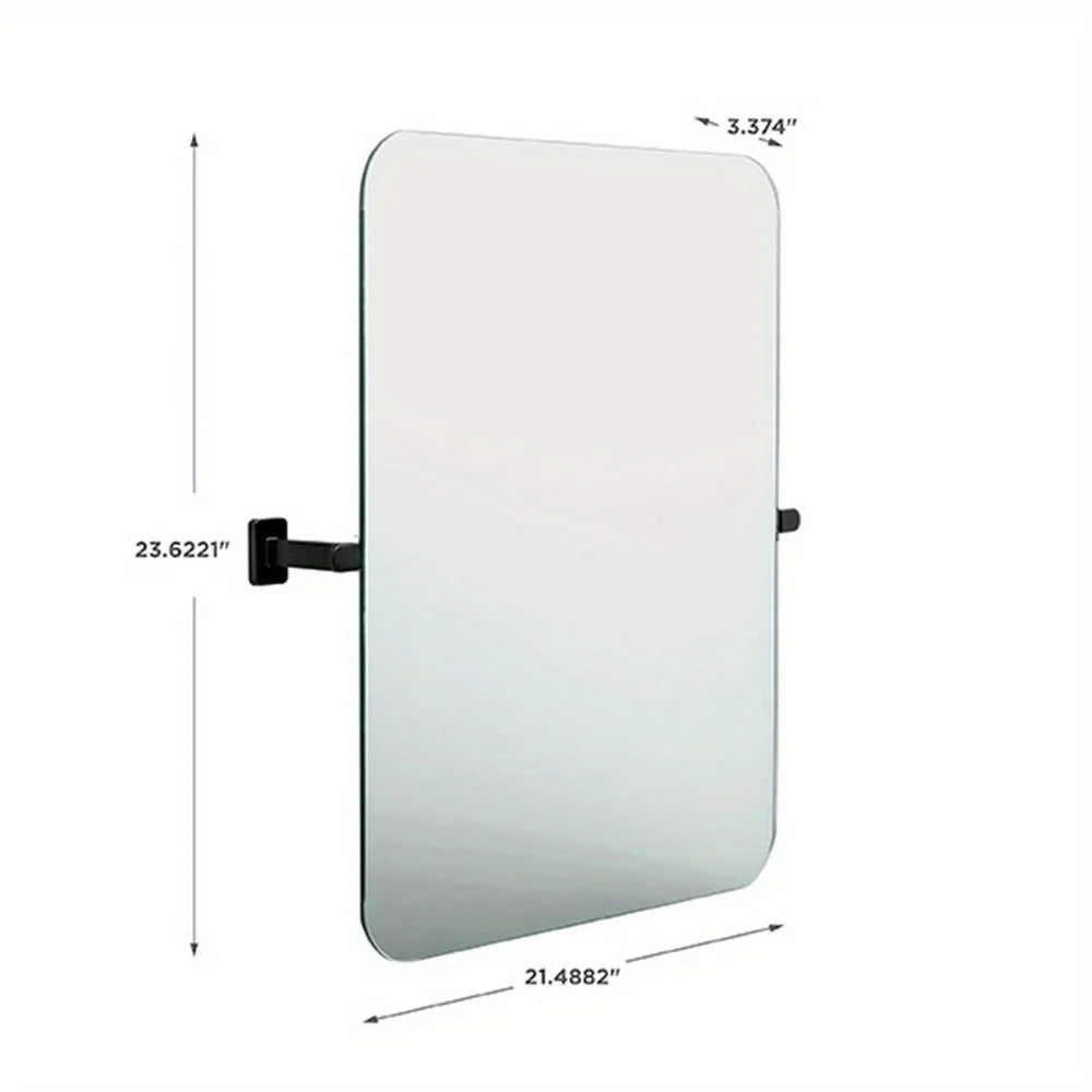 Matte Black Rounded Square Bathroom Vanity Tilt Mirror