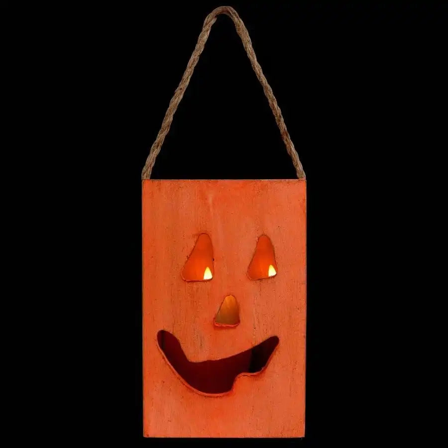 Large Scented Orange Halloween Candle Wood Wick 8 Hour Burn