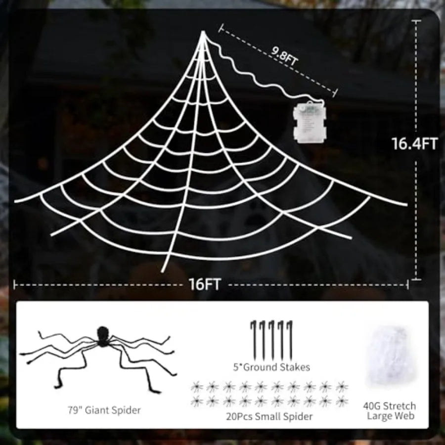 Halloween LED Spider Web Lights Giant Spider 8 Modes