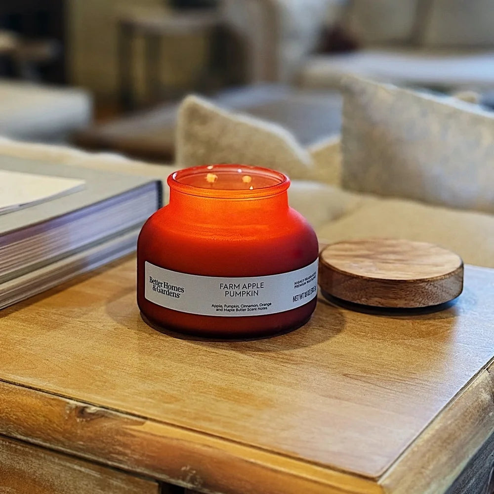 Apple Pumpkin Scented 2 Wick Frosted Jar Candle 18 Ounce