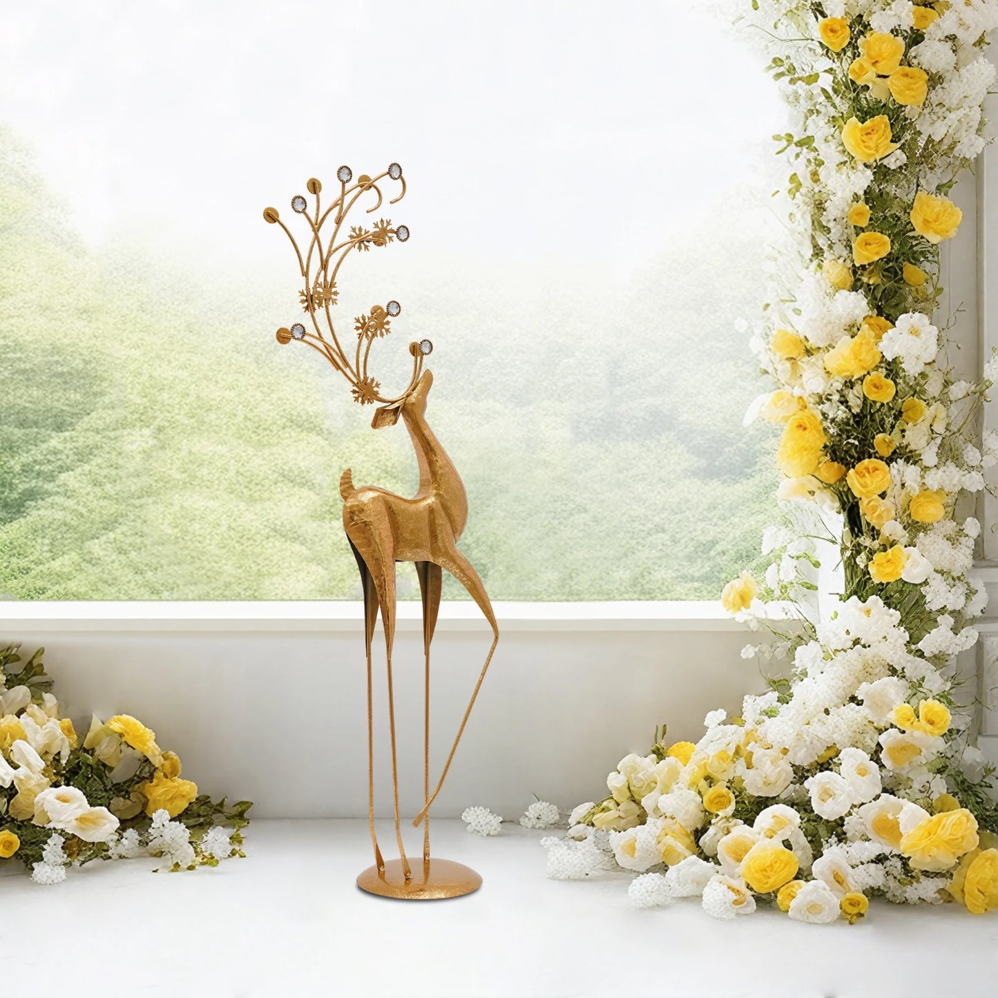 House Studio Gold Reindeer Statue Christmas Decor Indoor