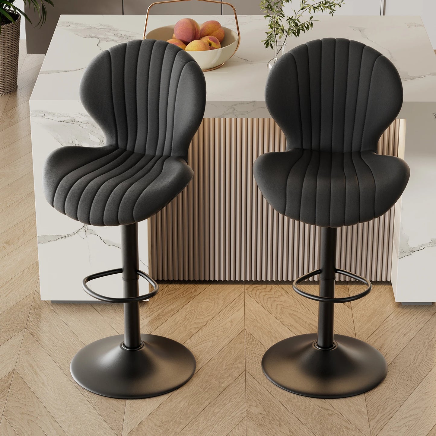 Modern Dining Chair Set 2 Pieces Bar Stools With Backrest