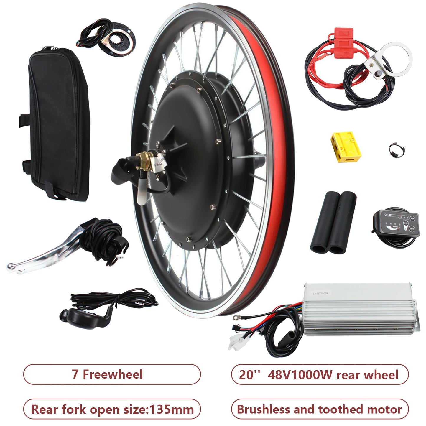 48V 1000W Ebike Conversion Kit Rear Wheel For Easy Install