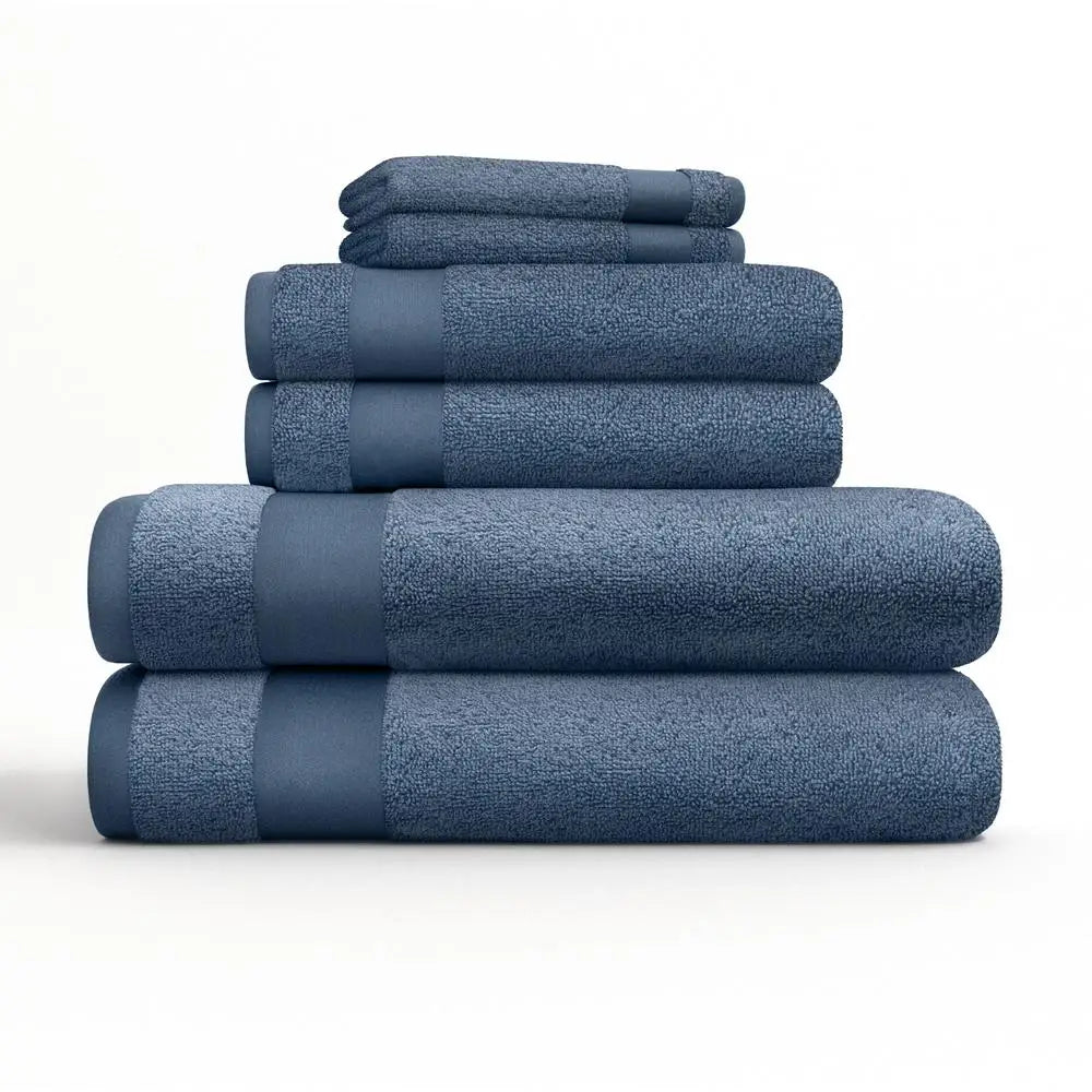 6 Piece Cotton Bath Towel Set Luxury Soft Fade Resistant