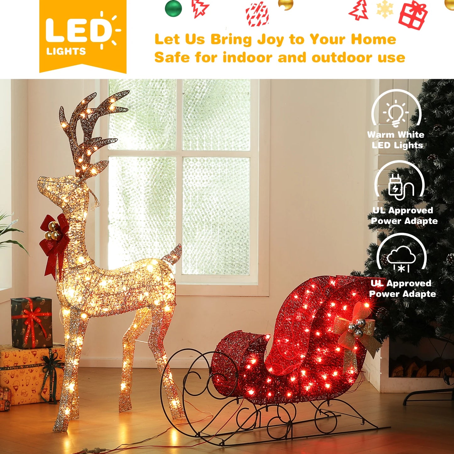 Indoor Outdoor Christmas Deer Family Set With LED Lights