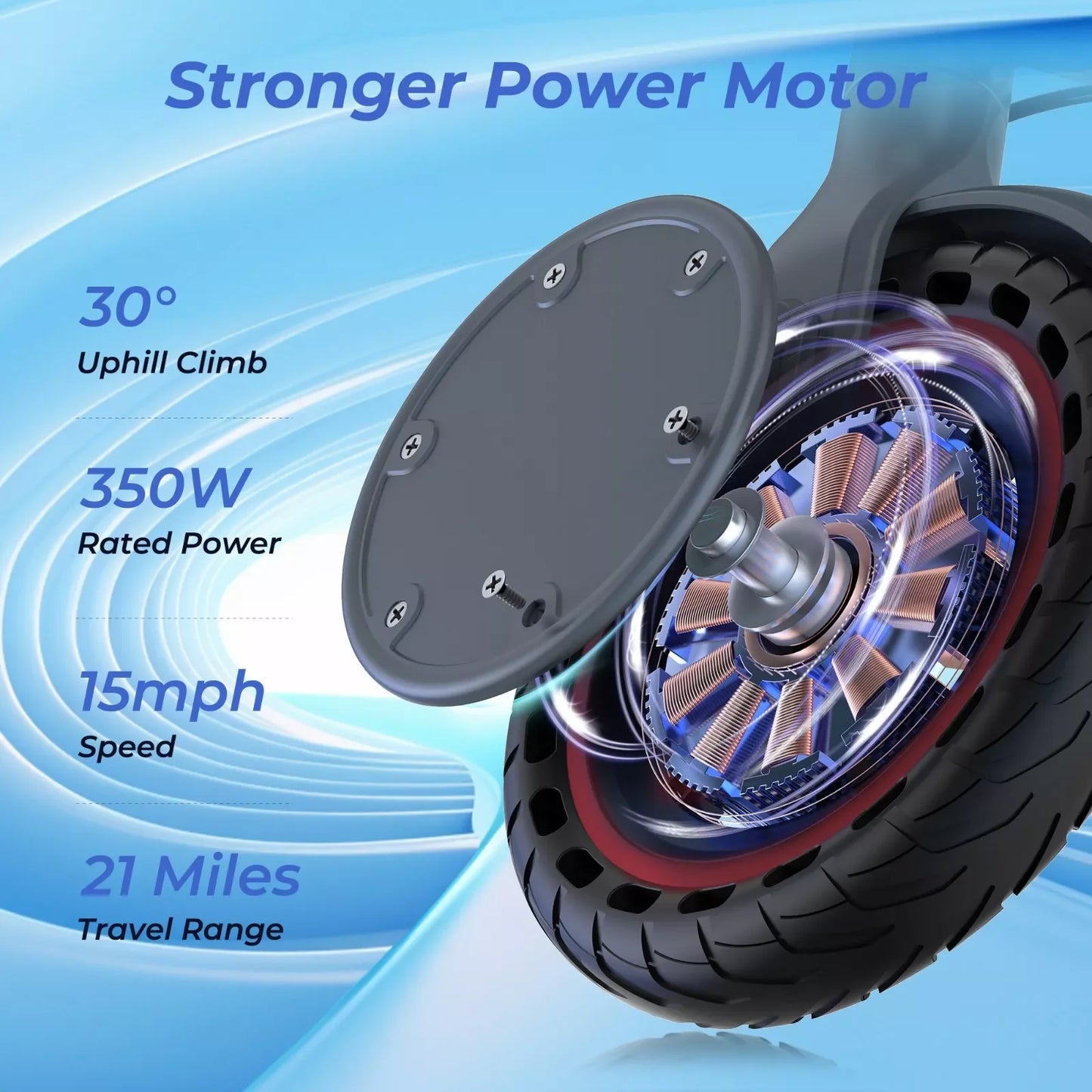LADPED Electric Scooter 350W 19mph Smart Folding Waterproof Anti-Skid 8.5 Inch Shock Absorbing Two-Wheel Scooter