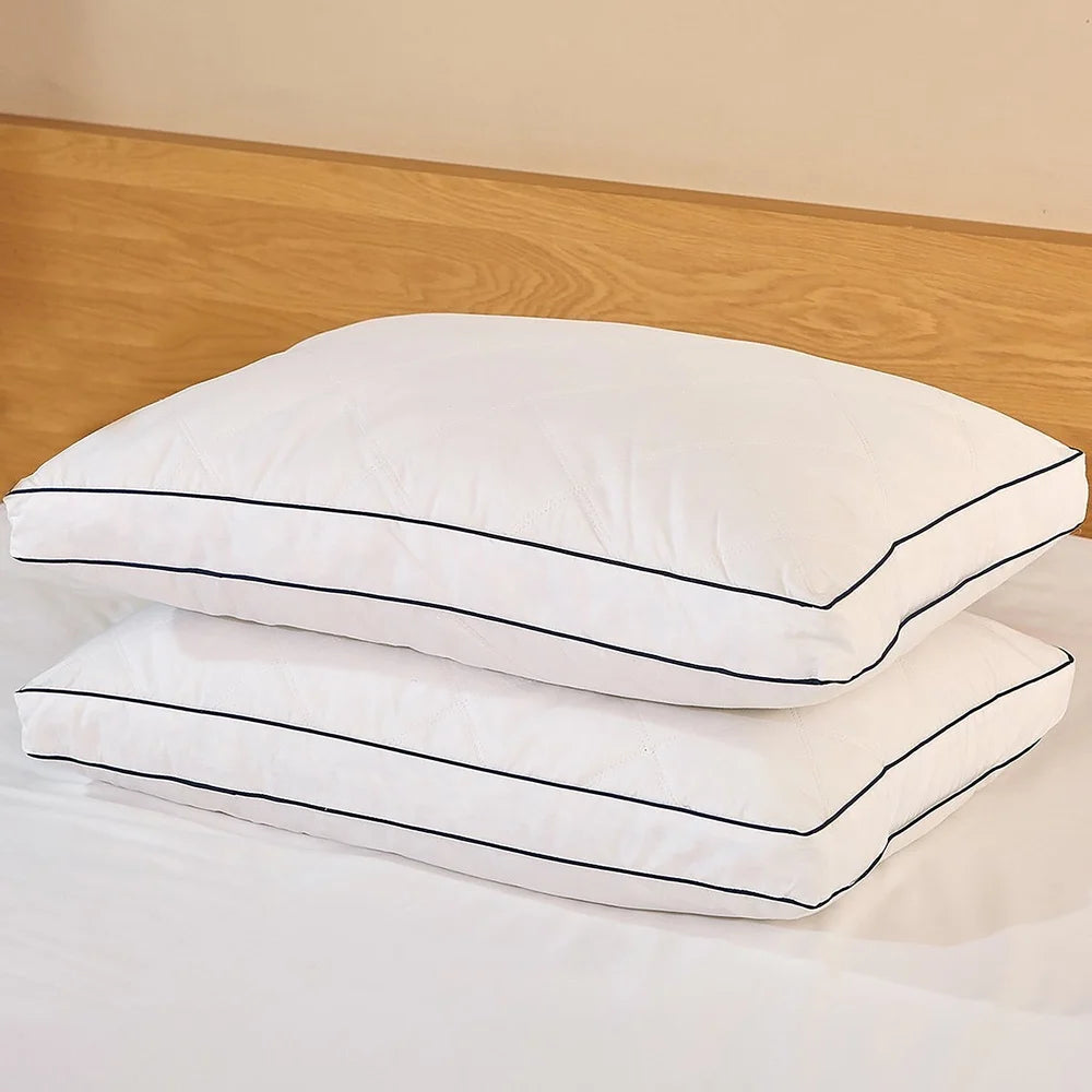 King Size Hypoallergenic Pillow Set of Two Goose Feather Down Filling Soft Plush Support for Back and Side Sleepers