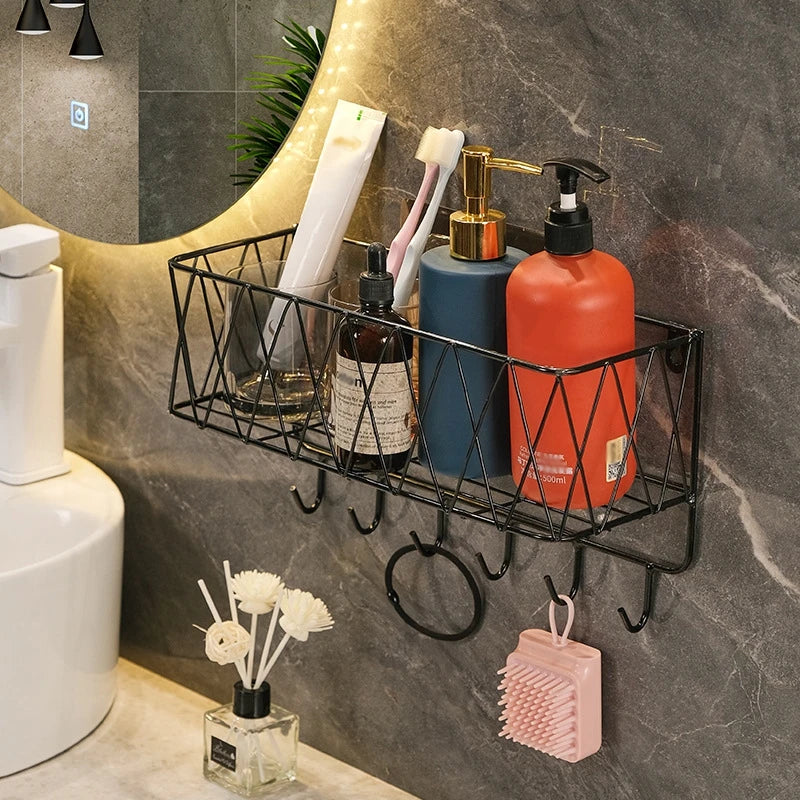 Metal Wall Mounted Basket Organizer Large Capacity Bathroom
