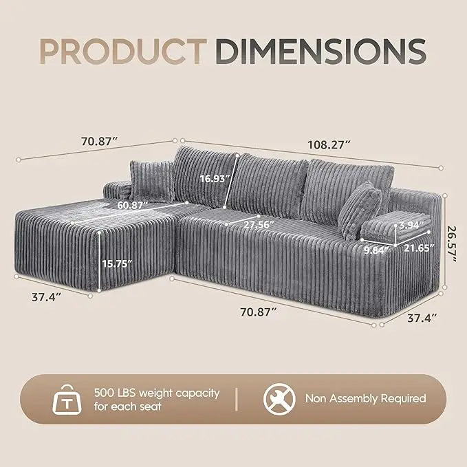 Modular Sectional Sofa L Shaped Memory Foam Living Room