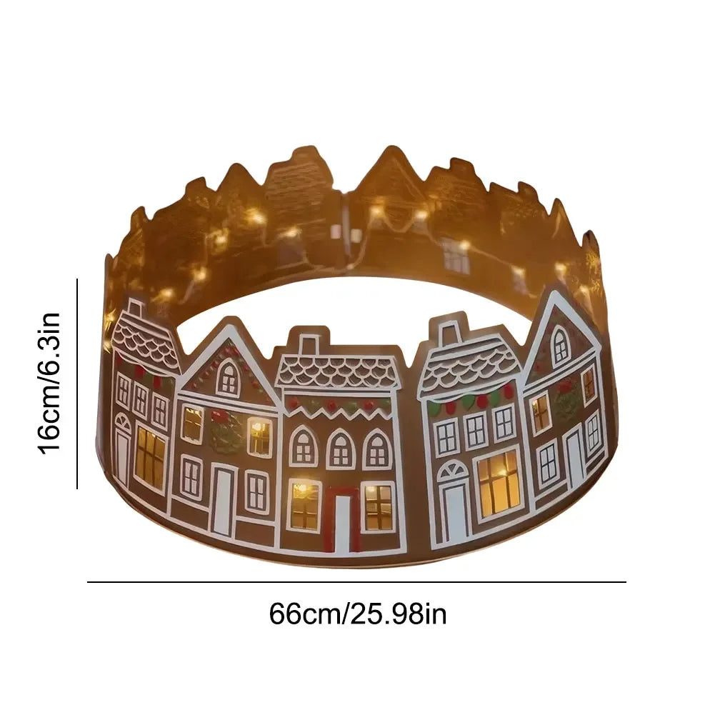 Gingerbread House Tree Collar With LED Lights Skirt