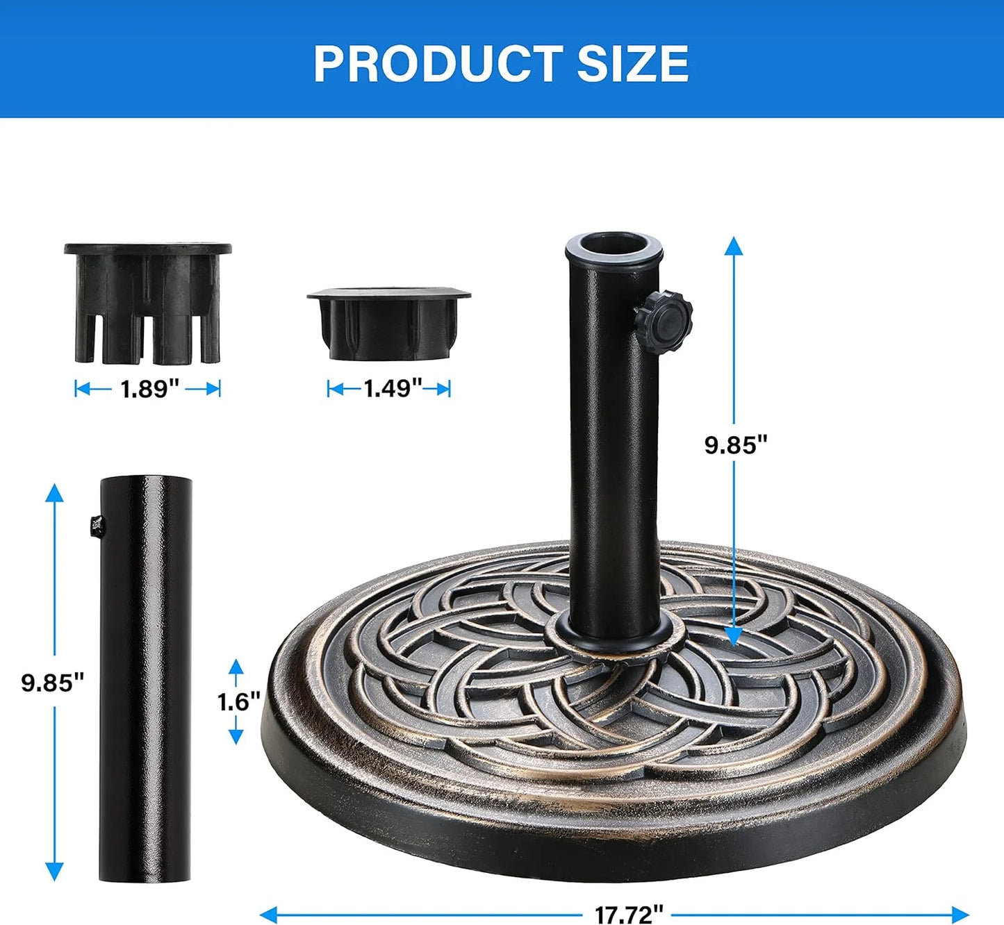 9 Ft Outdoor Patio Umbrella Market Table Umbrella With 8 Sturdy Ribs Push Button Tilt And Crank Waterproof UV Resistant Polyester For Garden Yard Pool