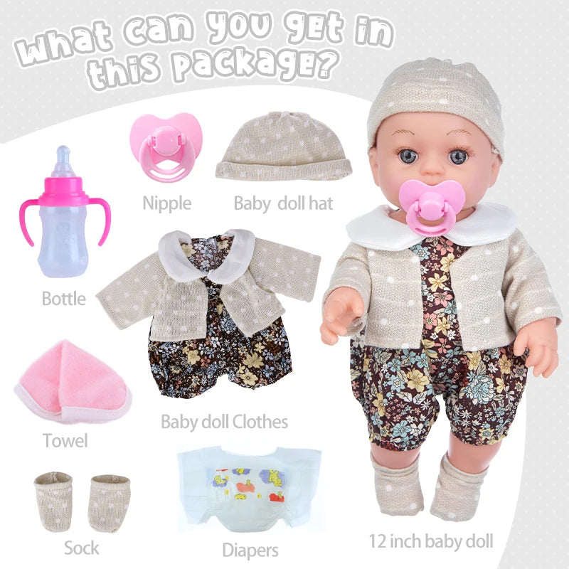 Twelve Inch Reborn Doll Washable Movable Limbs Toy For Kids