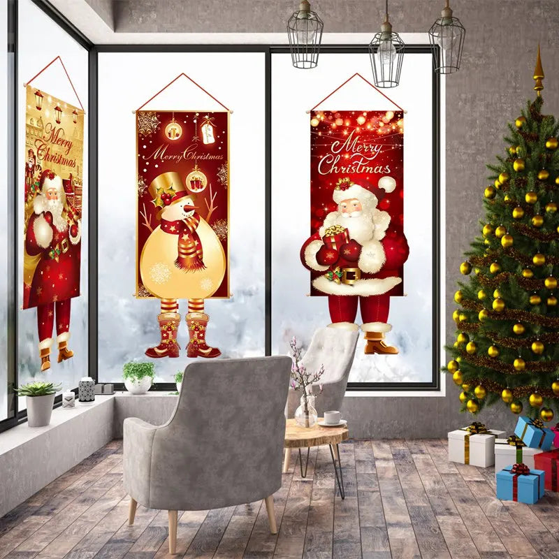 2025 Christmas Hanging Flag Banner For Door Decorations