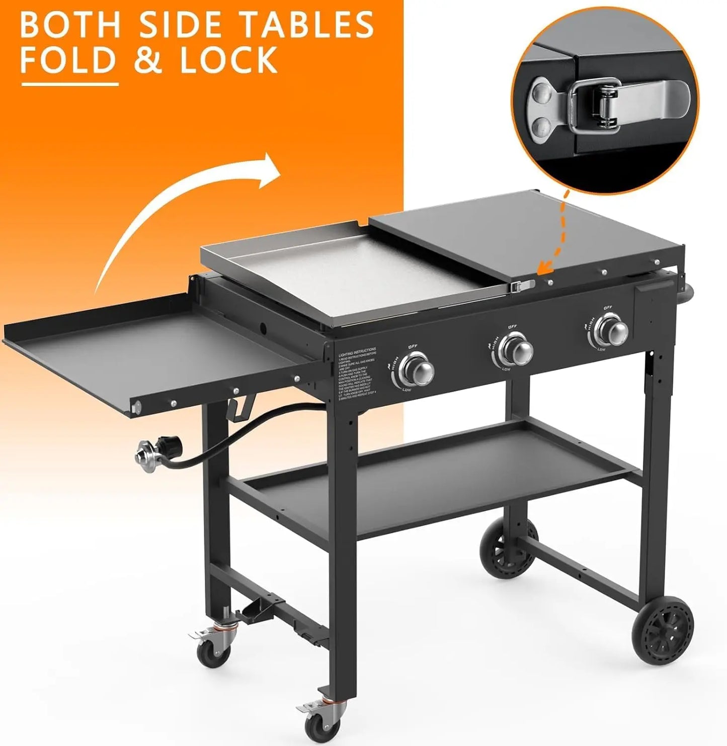 Foldable Gas Griddle 31.5 Inch Propane Grill 45000 BTU