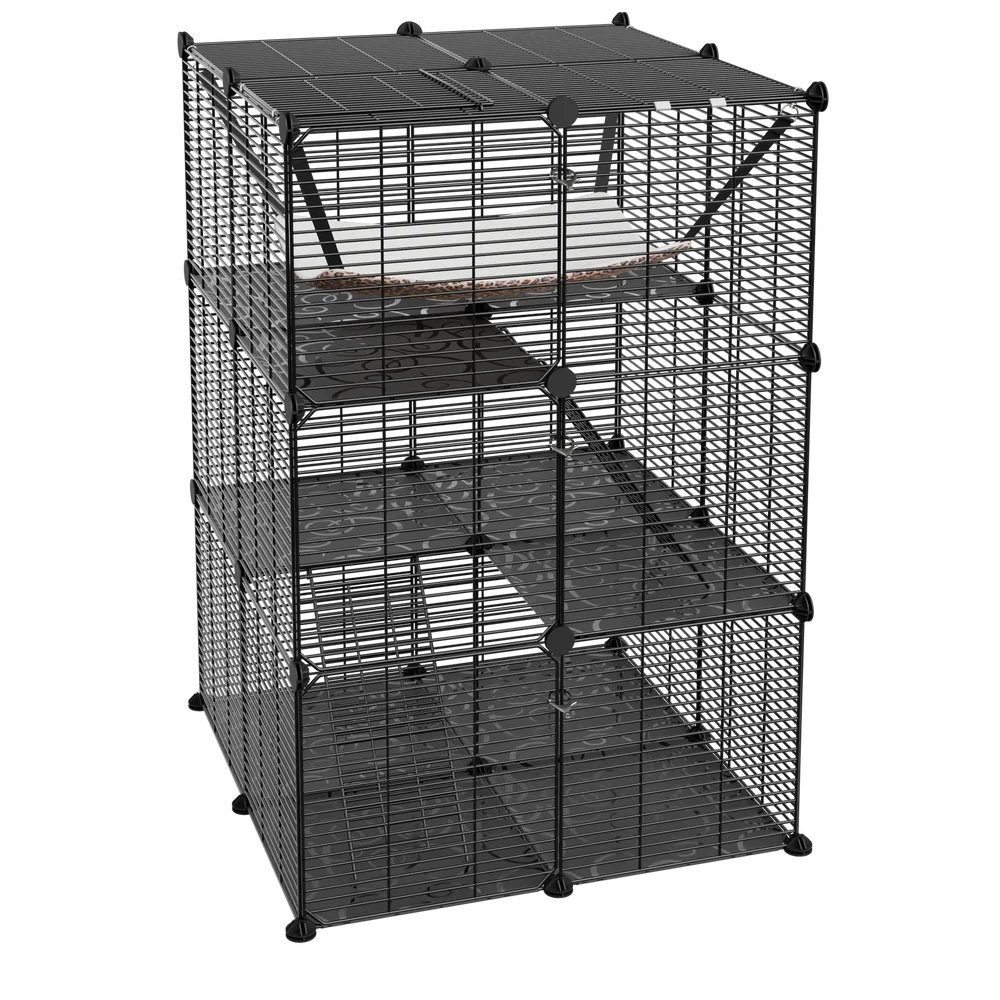 3 Tier Metal Wire Cat Cage With Hammock For 1 To 2 Cats
