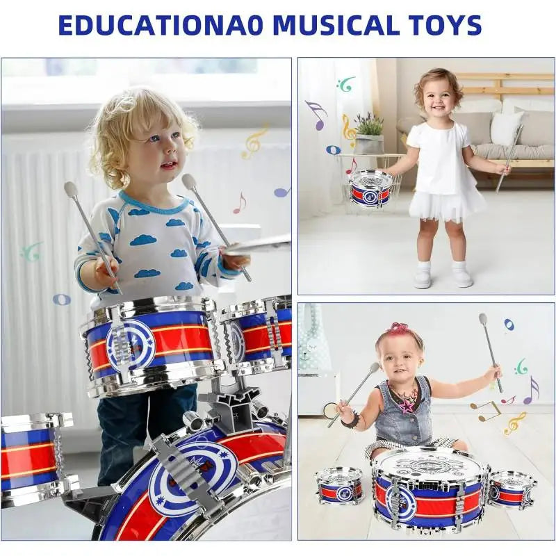 Mini Jazz Drum Set With Stool LED Light Gift For Beginners