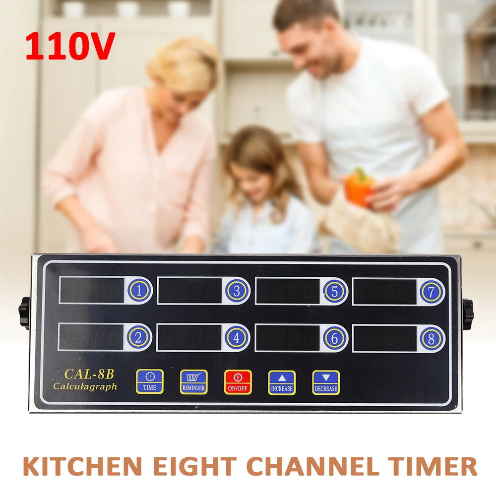Stainless Steel Digital Cooking Timer 8 Channels Reminder