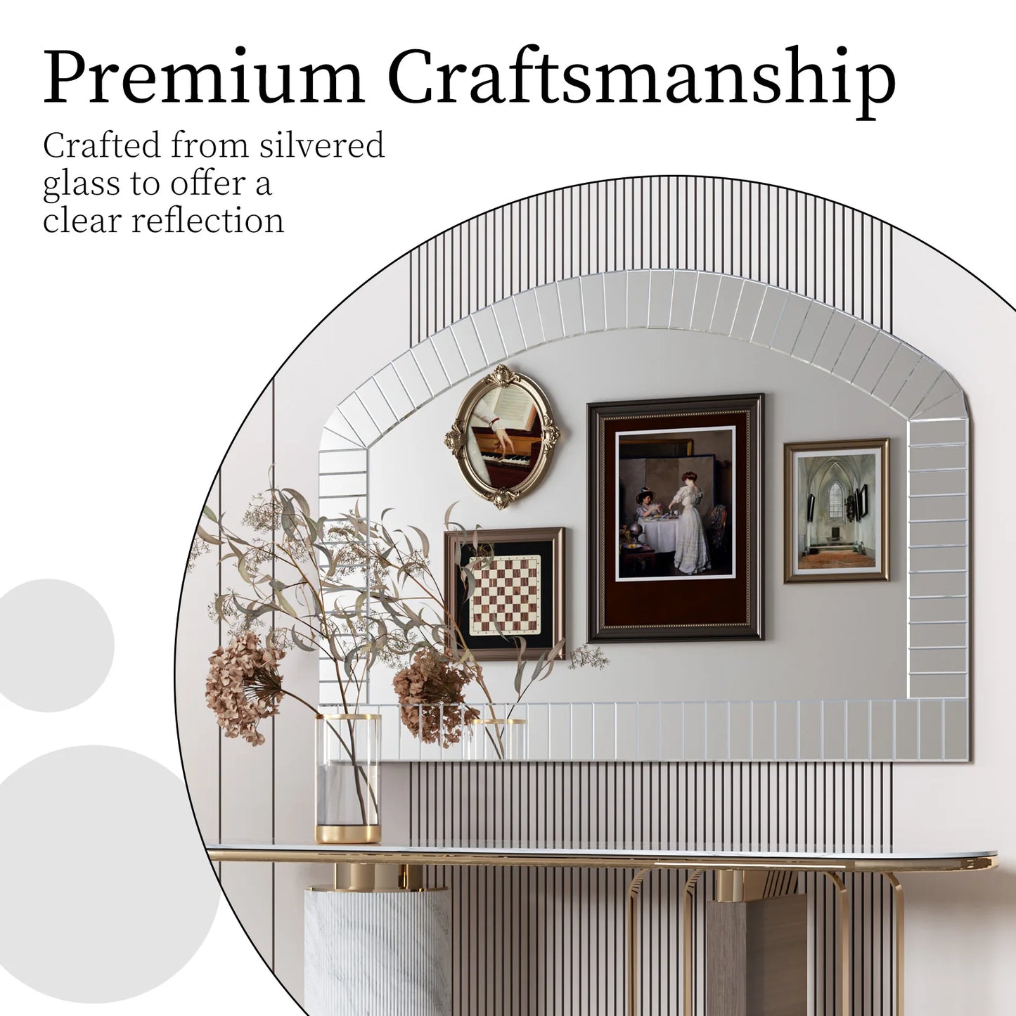 Large Silver Arched Wall Mirror Decorative Venetian Accent Mirror Home Living Room Decor Bling Beveled Edge