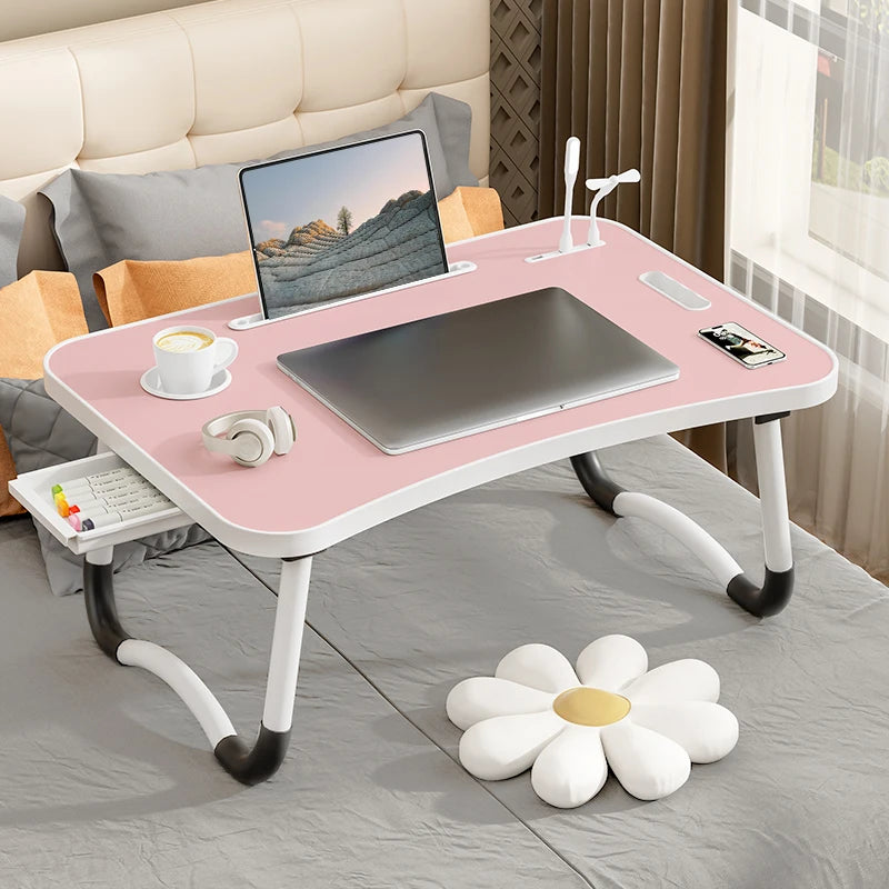 Foldable Portable Laptop Desk With USB Light And Cup Holder