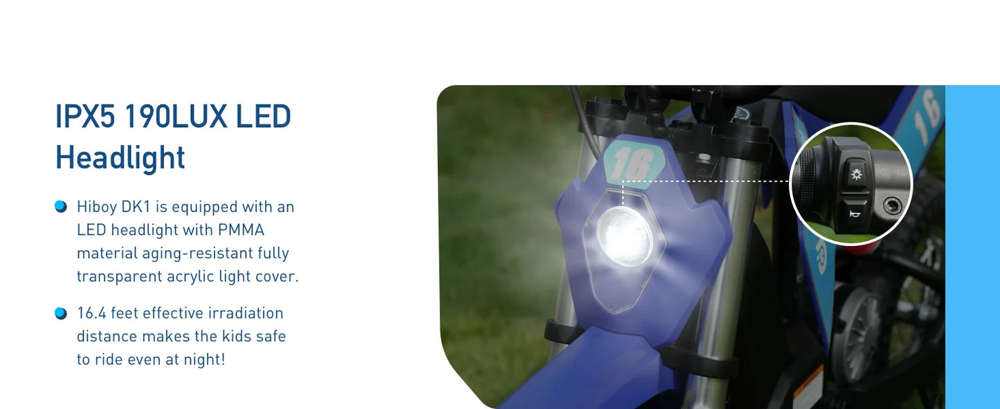 Hiboy 36V 300W Electric Kids Motorcycle Speed Modes 3 to 10