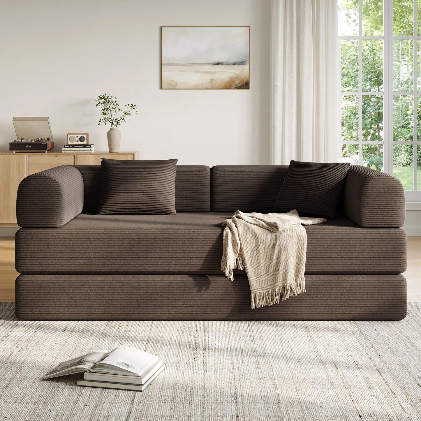 Convertible Floor Sofa Bed With Fixed Shape Frame 5 In 1 Living Room Sofa