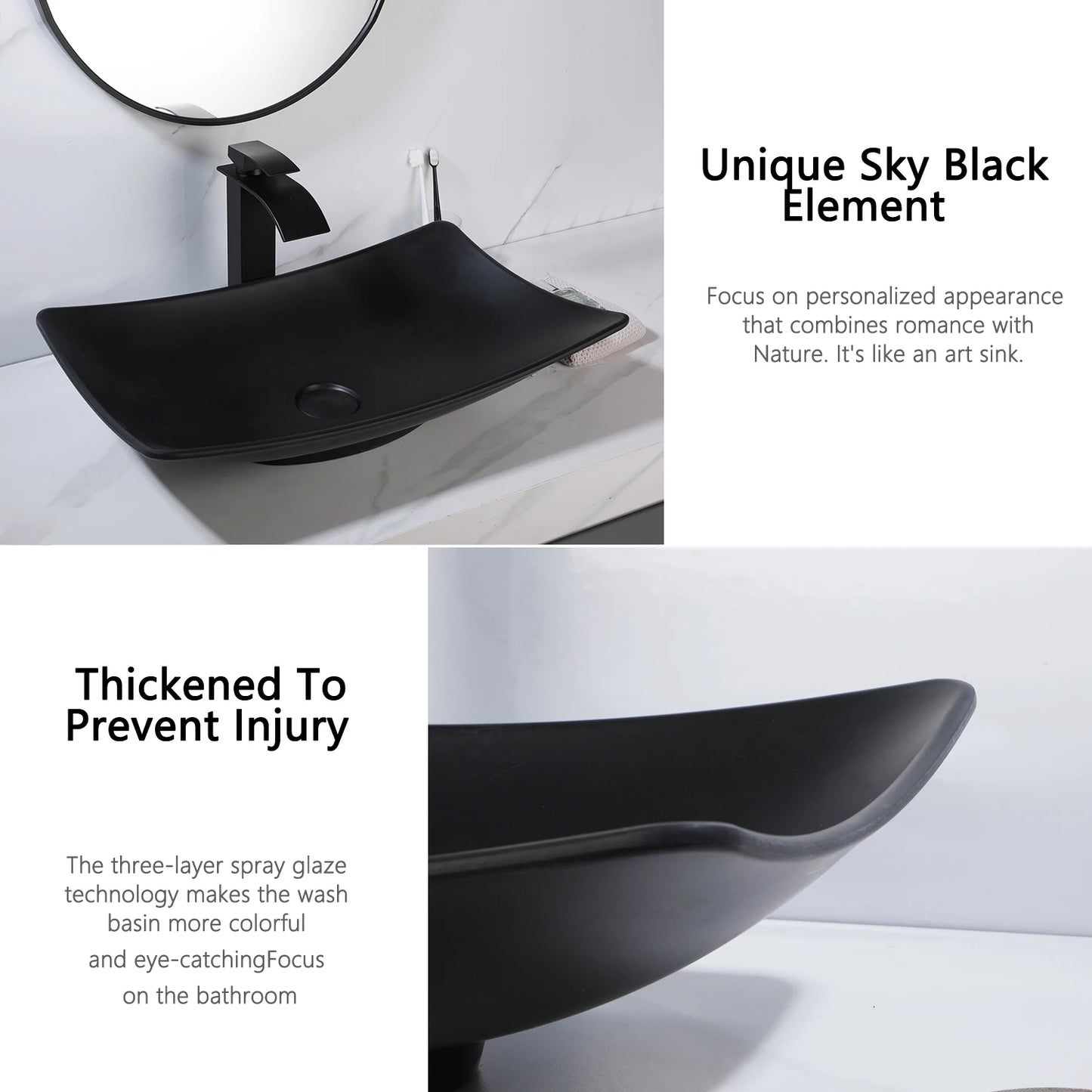 KEMAIDI Modern Vessel Sink Basin Above Counter With Faucet