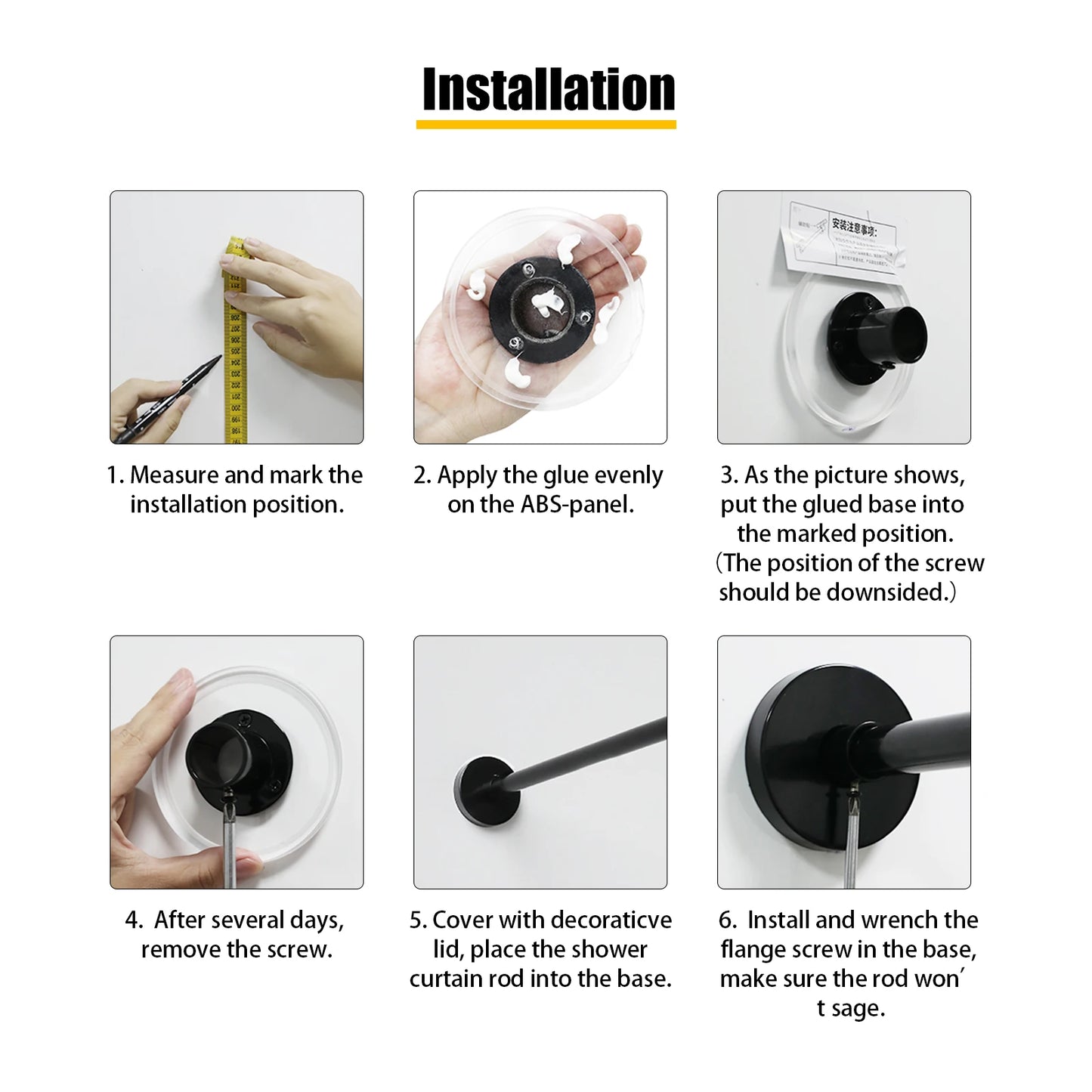 Wall Mounted Shower Curtain Rod 45 To 75CM Waterproof