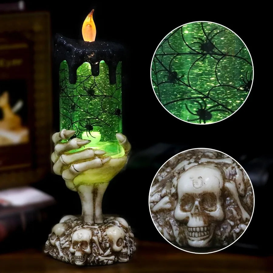 Halloween Spooky Snow Globe Candles Lighted USB Powered