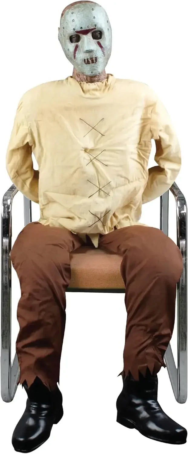 Motion Activated Thrashing Prisoner by Tekky Life Size Sitting Halloween Animatronic for Indoor or Outdoor Use