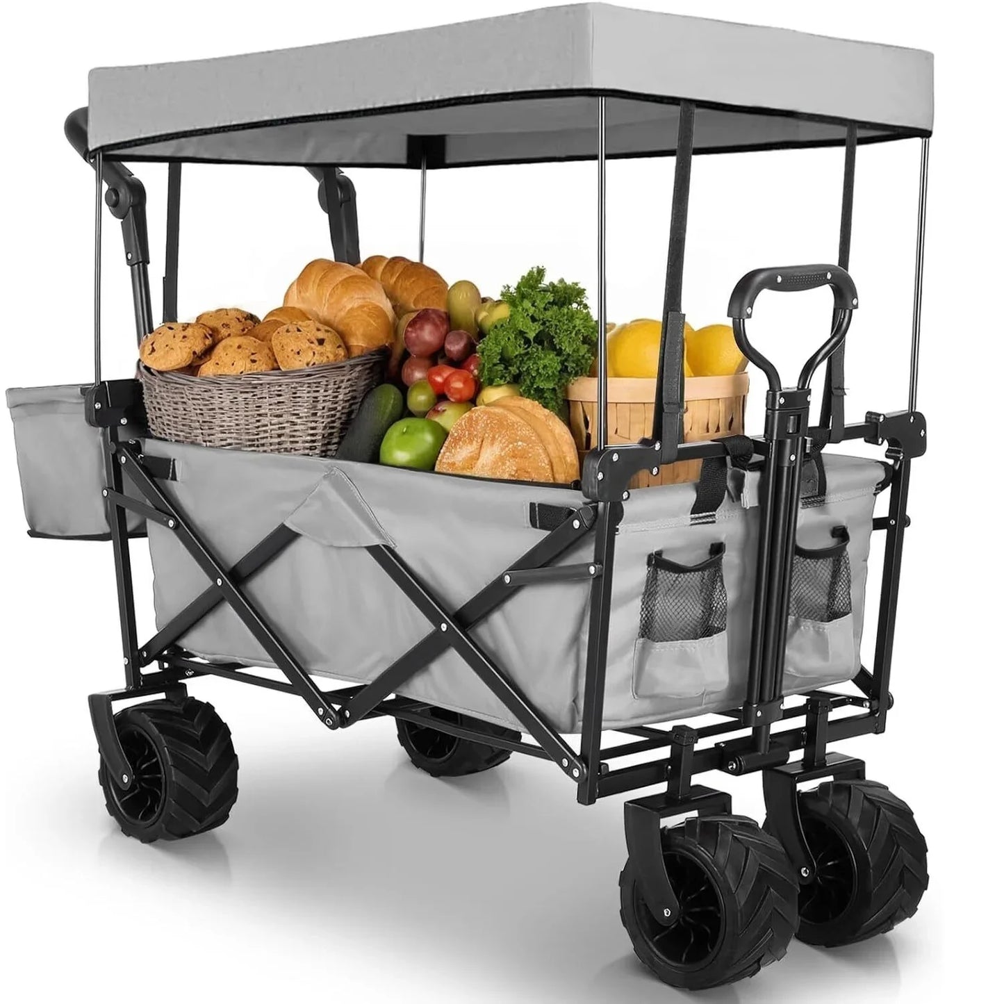 262L Collapsible Garden Cart With Removable Canopy 115Kg